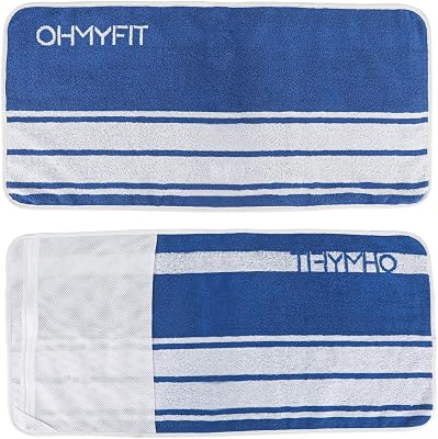 Smart Fitness Towel With Zippered Pocket - Gym Accessory for Men & Women - Multifunctional Quick Dry Sweat Towel for Workout, Yoga, Tennis, Sports & More Blue, Pack of 1