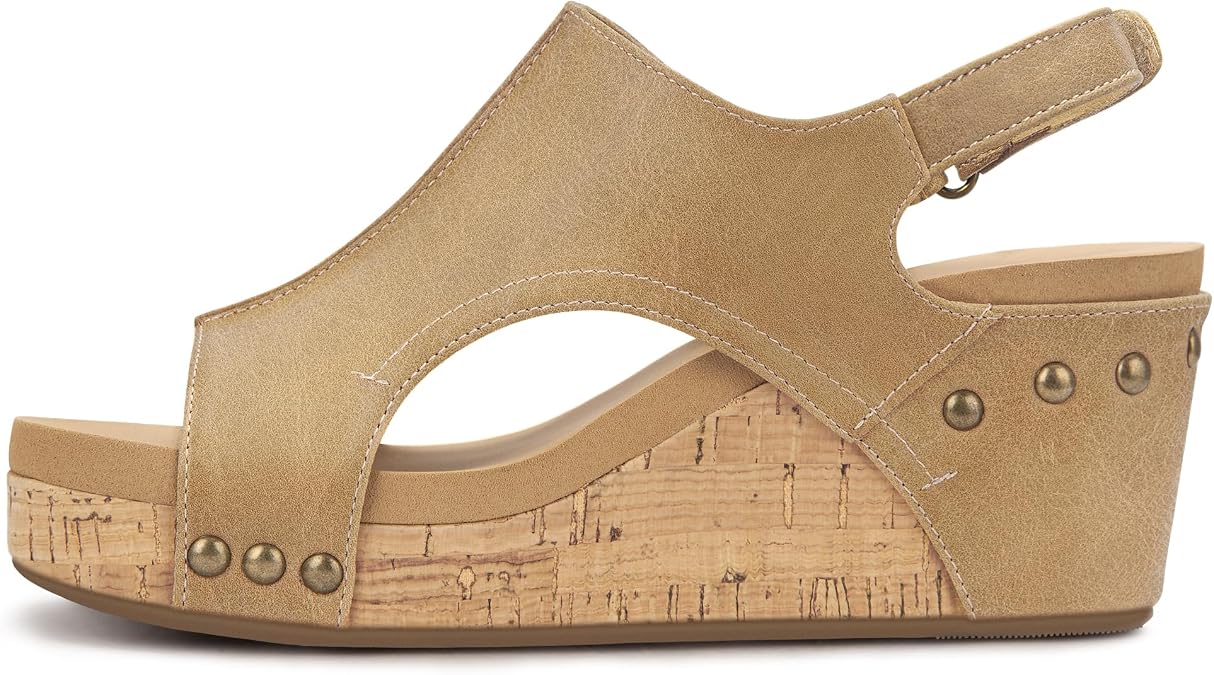 PARTY Women's Wedge Sandals With Buckle Ankle Strap for Dressy Summer