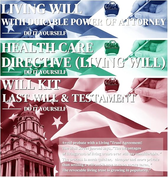Legal Documents Kit, Durable Power of Attorney, Healthcare Directive and Last Will & Testament Forms, Self-Help Estate Planning Set