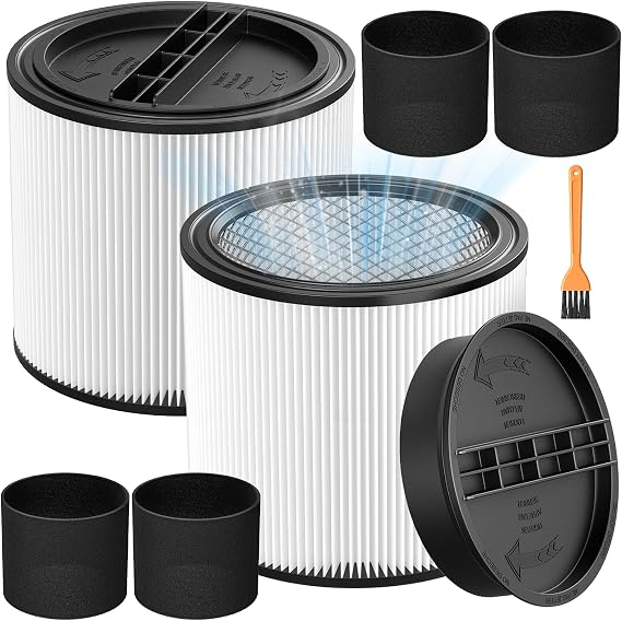 90304 Replacement Filter Kit for Shop Vac Cartridge Filter 90350 90304 | 90333 90585, Fits Most 5 Gallon and above Wet Dry Vacuum Cleaner (2+2+4+1)