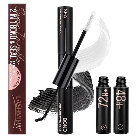 LASHVIEW Lash Glue Bond and Seal Long Lasting Strong Hold Waterproof 2 in 1 Cluster Eyelash Glue for DIY Lash Extensions