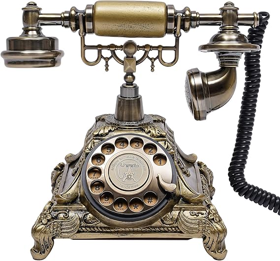 DYRABREST European Rotary Corded Antique Telephone Old Vintage Rotary Dial Phone Handset Turntable Telephone Office Telephone Antique Landline