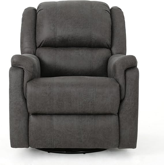 Christopher Knight Home GDFStudio Jemma Tufted Slate Microfiber Swivel Gliding Recliner Chair