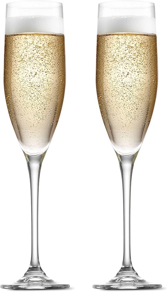 Godinger Champagne Glasses, Stemmed Champagne Flutes, Champagne Glass, European Made - 8oz, Set of 2