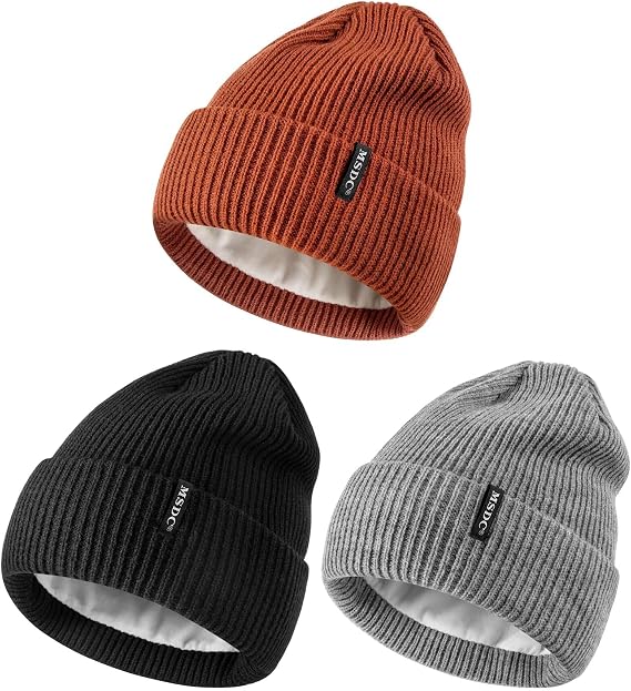 MSDC Beanies Women 3 Pack, Winter Hats for Women Men Fleece Lined Warm for Cold Weather, Beanie for Women Fashion Skull Cap