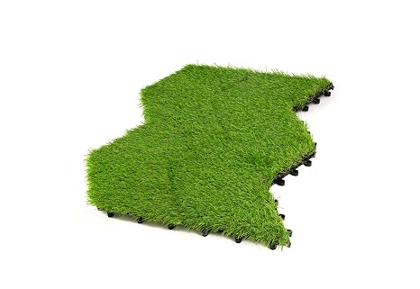 Wellco 10PCS 12''x12'' Artificial Grass Deck Tiles Home Decor, Outdoor Interlocking Deck Tiles, Garden Decor Grass Tile for Patio Decor Kitchen Deck Tiles