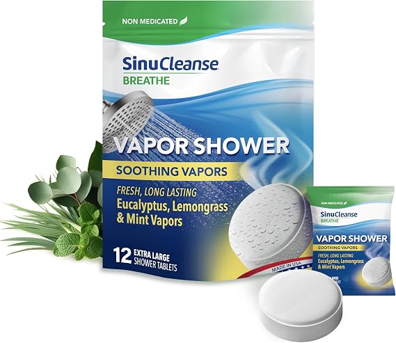SinuCleanse Vapor Shower Steamers XL Lemongrass, Eucalyptus & Mint, 12 Pack