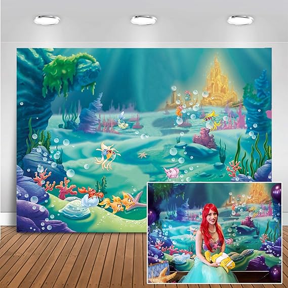 Mocsicka Mermaid Backdrop Under The Sea Birthday Party Decorations Mermaid for Kids Girls Theme Bbay Shower Photography Background Photo Booth Props