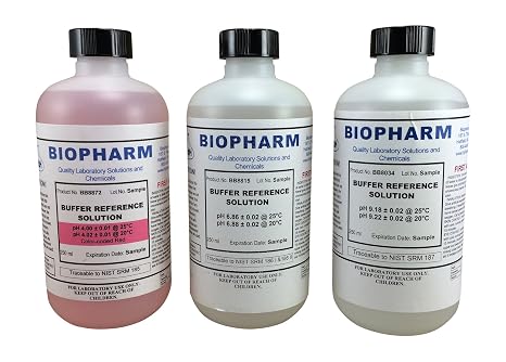 Biopharm pH Calibration Buffer 3-Pack: pH 4.00, 6.86, and 9.18; 250mL Each