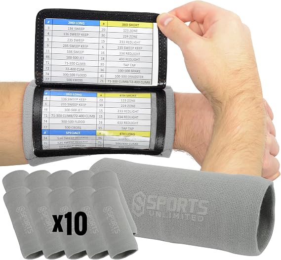 Sports Unlimited Youth Triple Wrist Coach, Football Wristbands for Plays, Baseball Wristbands, QB Arm Bands