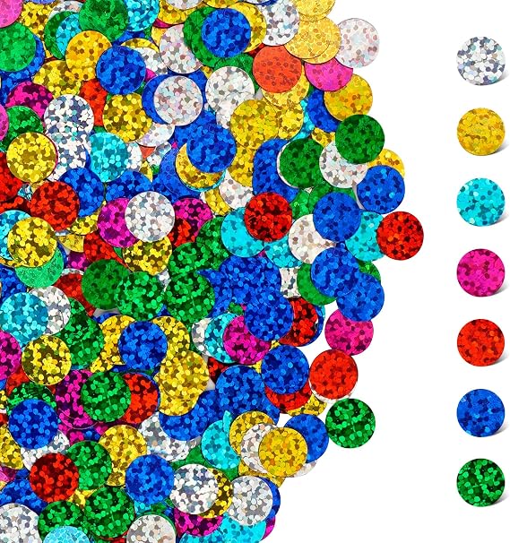 Multicolor Foil Confetti, Glitter Round Confetti, Rainbow Circle Dots Birthday Table Scatter Sequin Sprinkles for Birthday Party Wedding Valentine Baby Shower Festival Supplies,30g
