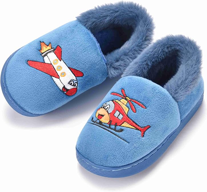 Ainikas Toddler Boys Girls Slippers Fluffy Little Kids House Slippers Warm Fur Cute Animal Home Slipper