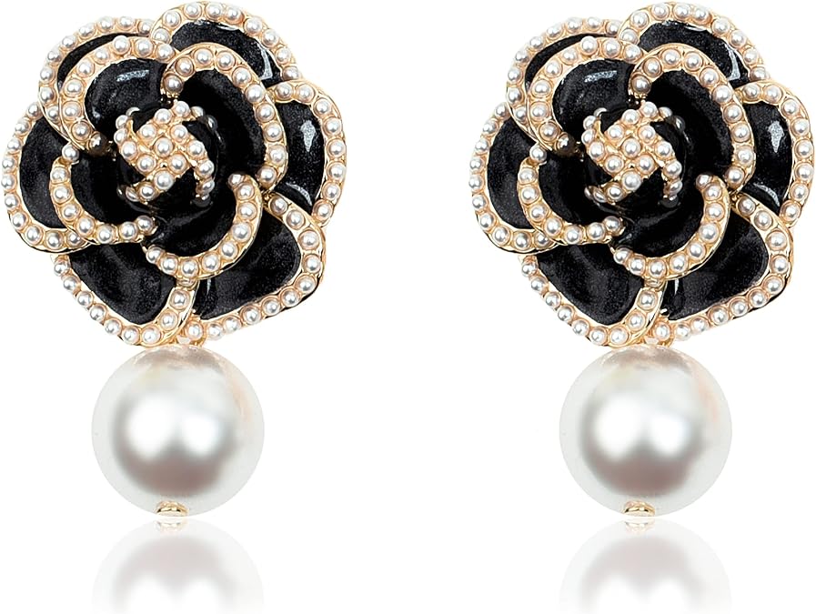 Fashion Imitation Pearl Floral Dangle Drop Earrings Studs for women