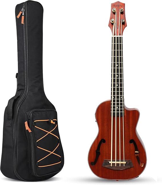 Batking Ubass Electric Ukulele Bass, 30 inch Baritone Bass Ukelele Fretted, Electric Acoustic Bass Uku Wtih Gig Bag (Machine Head Upgraded, Fretted Ubass)