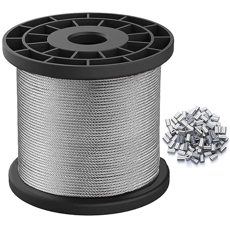 Wire Rope, 1/16 Steel Wire, Stainless Steel 304 Cable, 328FT/100M Length