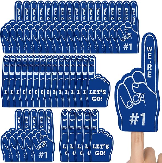 Sinmoe 48 Pcs Mini Foam Fingers, We're #1 Sports Party Supplies, Dark Blue