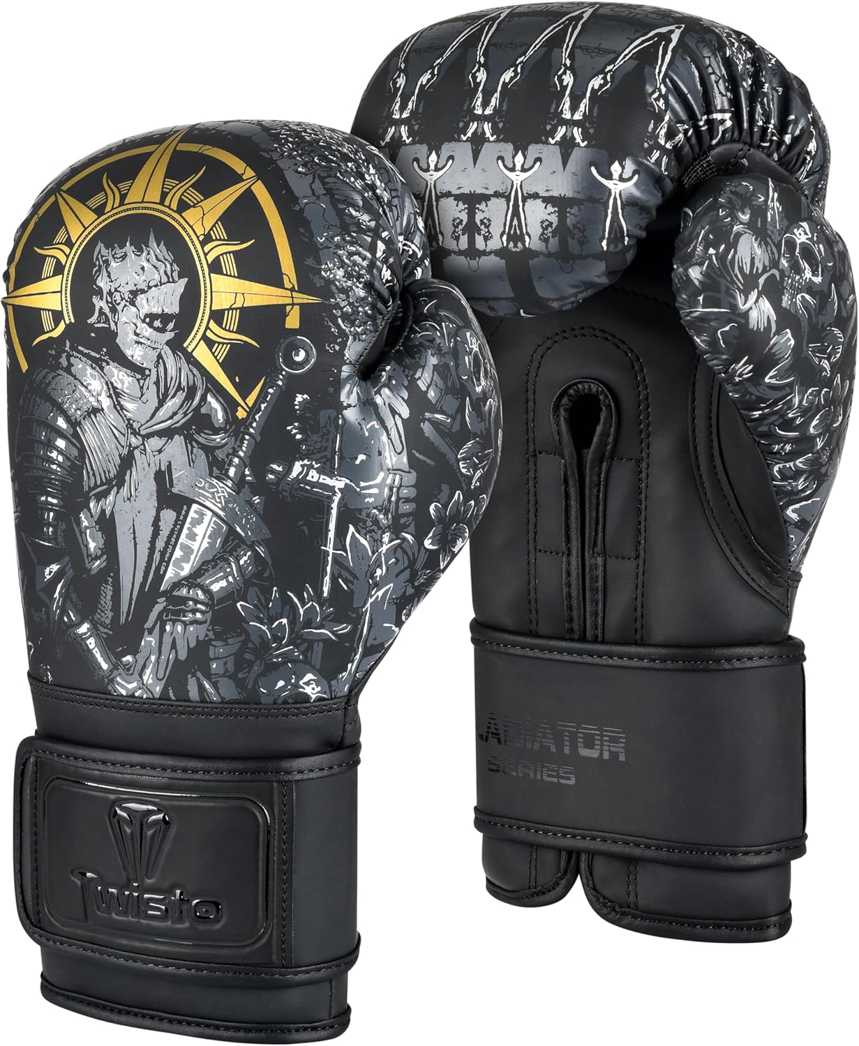 Twisto Boxing Gloves S6 - Pro Training & Sparring, Maya Hide Leather, Muay Thai, MMA, Kickboxing, Men, Women, Adults, Heavy Punching Bag, Focus Mitts, Pads, Gym Workout, 10oz 12oz 14oz 16oz