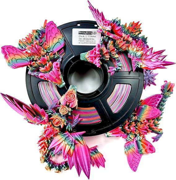 Silk PLA 3D Printer Filament 1.75mm,Candy Silk Rainbow,Multi Color 3D Printing Filament,Color Change Filament for Most 3D Printer,Net Weight 1kg(2.2lbs) Accuracy +/-0.05mm