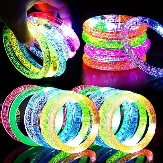 30 Pack LED Glow Bracelets Party Favors for Kids Glow in The Dark Halloween