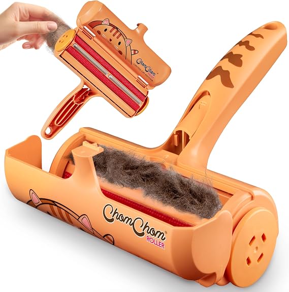 ChomChom Roller Pet Hair Remover Original Size Reusable Lint Roller for Cat & Dog Hair on Furniture, Couch, Carpet, Car, Rugs & Bedding Portable, Eco-Friendly (Cat)