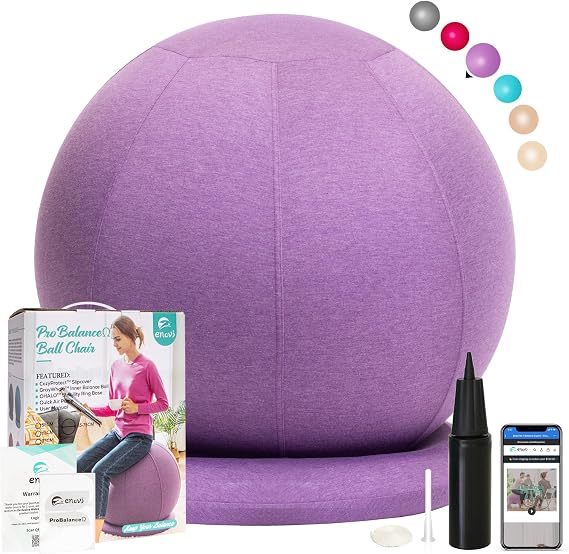 ProBalance Ball Chair, Yoga Ball Chair Exercise Ball Chair with Slipcover and Base for Home Office Desk, Birthing & Pregnancy, Stability Ball & Balance Ball Seat to Relieve Back Pain, Multiple color size