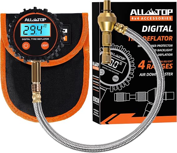 ALL-TOP 4x4 Digital Tire Deflator kit, Professional Tire Pressure Gauge, Air Down Master, Rapid Tire Deflator (250 PSI)