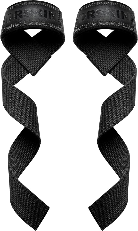 DRSKIN Lifting Straps for Weightlifting Lifting Wrist Straps 26 inch Deadlift Bodybuilding Powerlifting Strength Training Workouts Gym Neoprene Cushioned Cotton Men Women