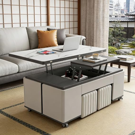 Multifunctional Table, Elevating Dining Table, Multifunctional Dining Table, Living Room Table, 47.2 inches 120 cm