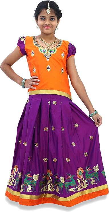 kaatru Thana Silk Girls Pavadai Set (D43) - Lehenga Choli (Prince Size Chart)