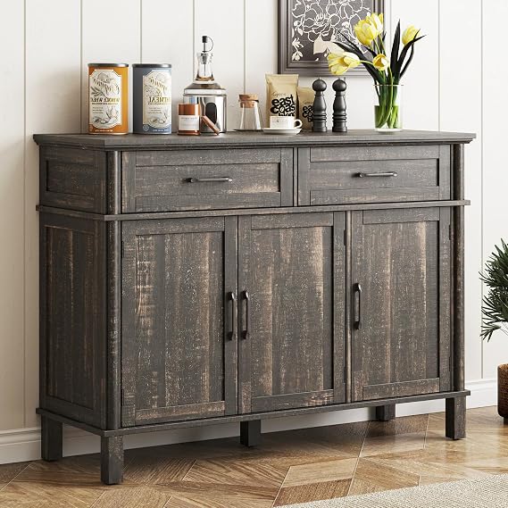 ONBRILL 48 Inch Buffet Cabinet with Storage, Rustic Brown