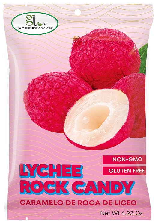 GT Lychee Rock Candy, 4.23 Ounce Bag, 1 Pack