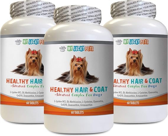 Dog Coat Vitamins - Dog Healthy Hair and Coat - Shinny Coat - Skin Health - Immune Support - Nail Health - Vitamin b12 for Dogs - 180 Treats (3 Bottles)