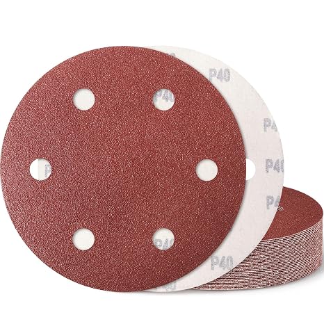 9 Inch 6 Hole Drywall Sanding Disc, 40 Grit 15 PCS Hook and Loop Sandpaper