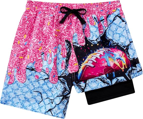 Lovekider 5-16 Years Boys Swim Trunks with Compression Liner Waterproof Quick Dry Swimwear Bathing Suits