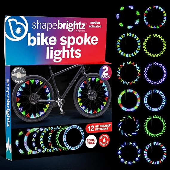 Brightz ShapeBrightz LED Bike Spoke Light - Automatically Morphs Through 13 Patterns or Set to Favorite - Motion Activated