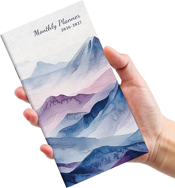 Pocket Calendar 2026-2027 for Purse, Two Year Monthly Planner Pocket Size, Jan 2026 to Dec 2027 Monthly Planner Small Size (6.5" x 3.5") - Distant Peaks