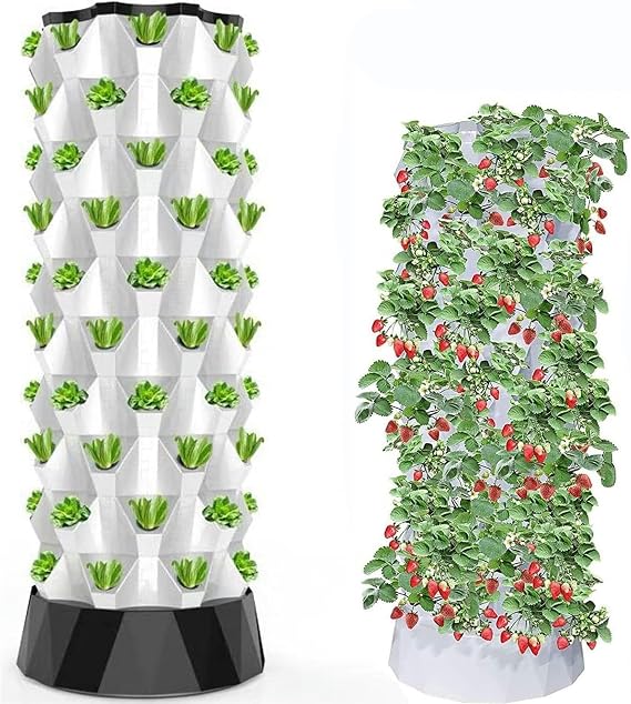 Garden Hydroponic Growing System Vertical Tower - Vegetable Plant Tower Gift for Gardening Lover - Automate Aeroponics Mini Indoor Outdoor Home Grow Herb,8Layers