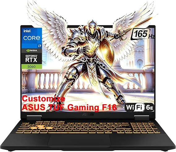 ASUS TUF Gaming F16 AI Gaming Laptop | 16" WUXGA 165Hz IPS | Intel 16-core i7-14650HX | 16GB/32GB/64GB DDR5 1TB/2TB/4TB SSD | GeForce RTX 5060 8GB | RGB Backlit Wi-Fi 6E Delca Customized Laptop Win 11