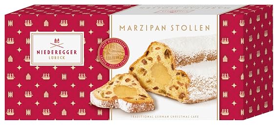 Niederegger Marzipan Stollen 750g, 26.5 oz | Exquisite Pastry with Luscious Marzipan Center.| Authentic Holiday Tradition.