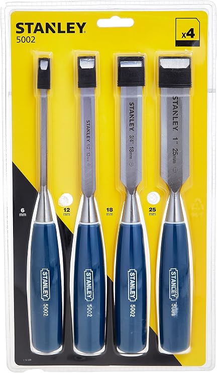 STANLEY 4 Piece Steel Blade Chisel Set Includes 6/12/18/25mm, 0-16-129