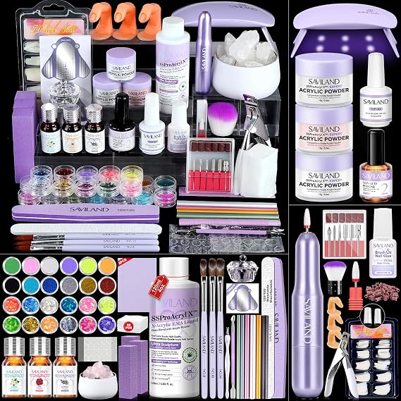 SAVILAND Professional Acrylic Nail Kit with Drill, 4oz Monomer Set
