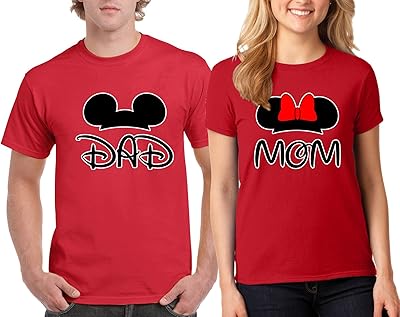 Family Couple Matching Outfits Minnie Mom & Mickey Dad Tee Shirt Set for Men and Women 1