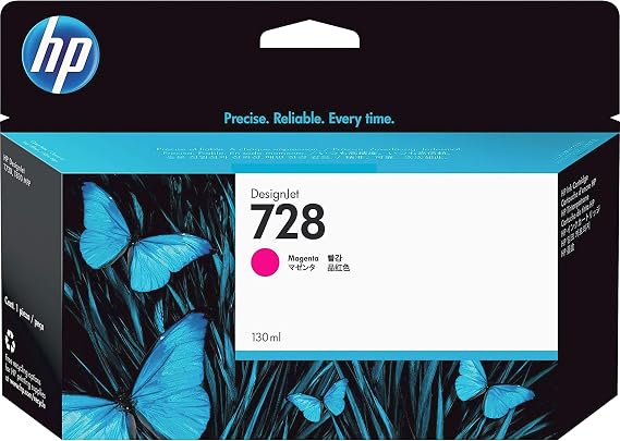 HP 728 Magenta 130-ml Genuine Ink Cartridge (F9J66A) for DesignJet T830 MFP & T730 Large Format Plotter Printers