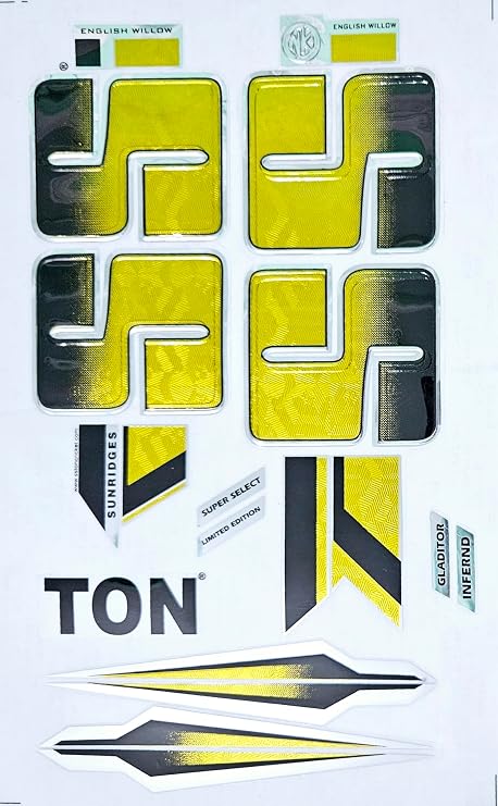 AYN Cricket Bat Sticker 3D Embossed English Willow Fiber Tape Sports Accessories Protection, Gladitor Yellow