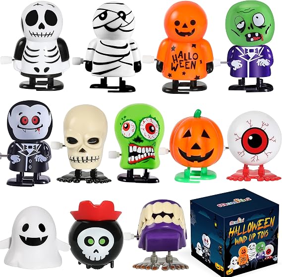 12pcs Halloween Wind Up Toys Assortment for Halloween Party Favors | Halloween Toys for Treat Bag Stuffers Goody Bag Filler Halloween Treats Prizes