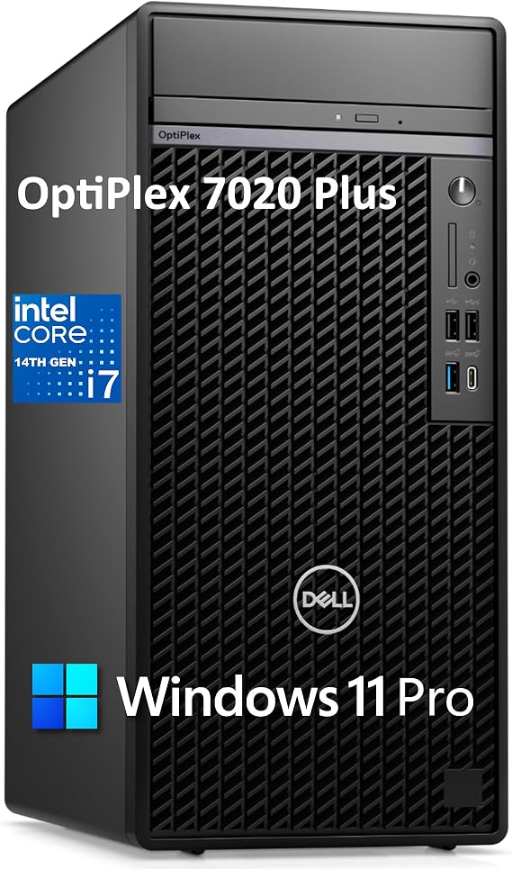 Dell OptiPlex 7020 Plus Tower 7000 Business Desktop Computer, 14th Gen Intel 20-Core i7-14700 up to 5.4GHz, 16GB DDR5 RAM, 512GB PCIe SSD, DVDRW, WiFi, Ethernet, Windows 11 Pro