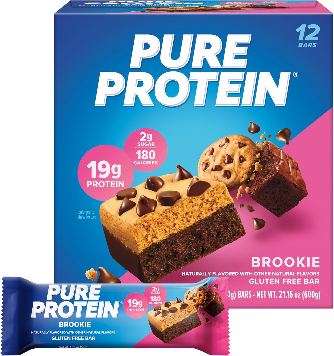 Pure Protein Bar, High Protein Supports Energy, Nutritious Snacks, Low Sugar, Gluten Free, Chocolate Peanut Butter, 1.7 oz, 12 Count Packaging May Vary