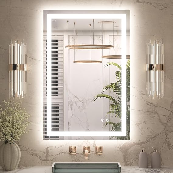 Keonjinn 24x36 Inch LED Bathroom Mirror with Lights, Frontlit & Backlit