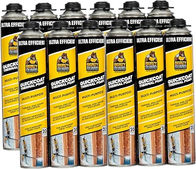 Spray Foam Insulation DIY Closed Cell Spray Polyurethane Expanding Foam Sealant for Walls, Attic & Concrete, Heat Thermal & Acoustic Insulating, 240 Board Feet Gun & Cleaner NOT Included, 12 Pack