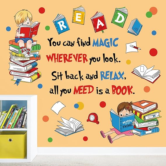 decalmile Reading Books Inspirational Quotes Wall Decals Stickers